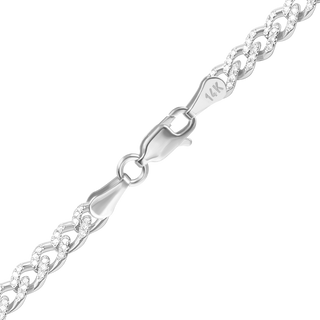 Finished Classic Curb Necklace with Pave Set Natural Diamonds in 14K White Gold (4.20 - 5.20 mm)