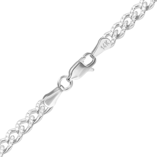 Finished Classic Curb Necklace with Pave Set Diamonds in 14K White Gold (4.20 - 5.20 mm)