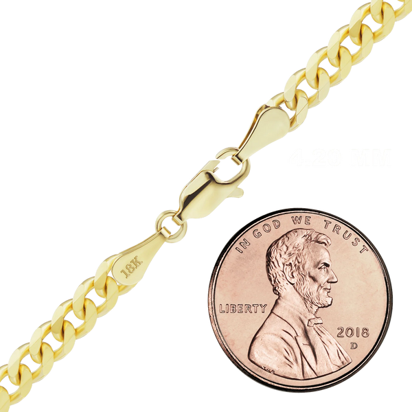 Finished Classic Curb Necklace in 18K Yellow Gold (1.23 mm - 6.00 mm)