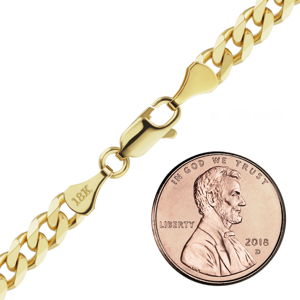 Finished Classic Curb Necklace in 18K Yellow Gold (1.23 mm - 6.00 mm)