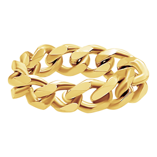 Hollow Curb Chain Ring in 14K Yellow Gold (Sizes 4-12) (6.0 mm)