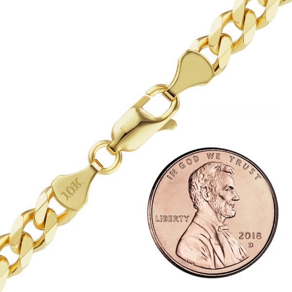Finished Curb Necklace in 10K Yellow Gold (Cuban) (3.40 mm - 9.00 mm)