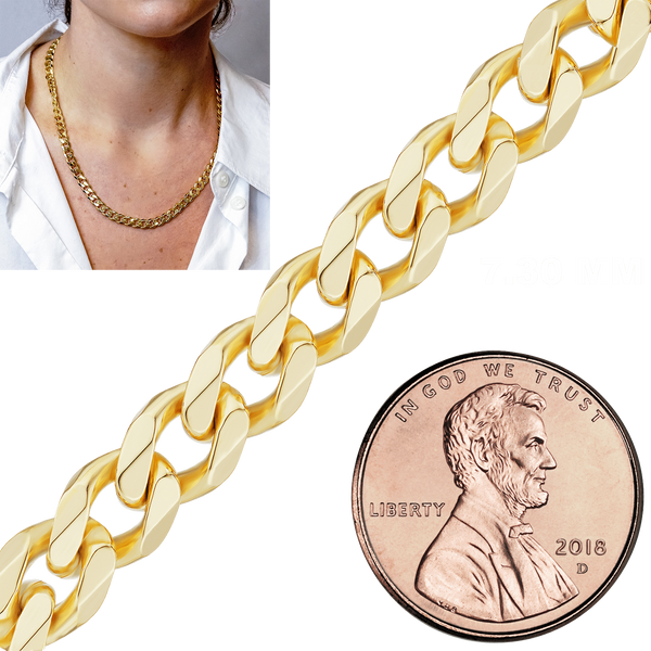 Bulk / Spooled Classic Curb Chain in 14K & 18K Yellow Gold (1.23 mm - 11.00 mm)