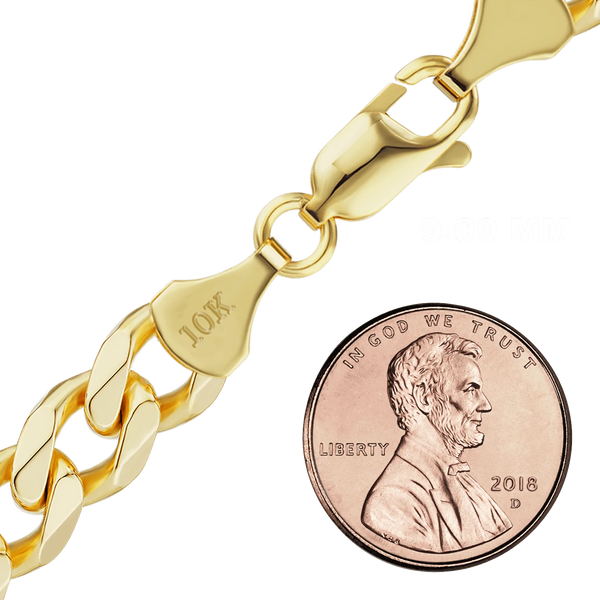 Finished Curb Necklace in 10K Yellow Gold (Cuban) (3.40 mm - 9.00 mm)