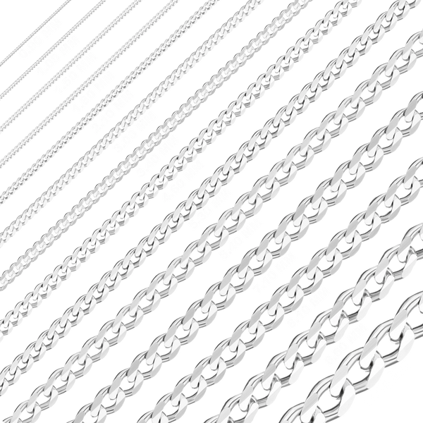 Bulk / Spooled Classic Curb Chain in Sterling Silver (0.90 mm - 11.00 mm)