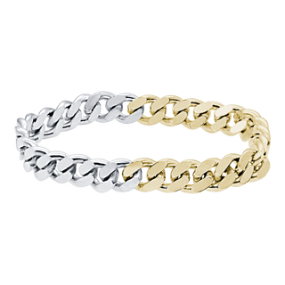 Solid Cuban Curb Chain Ring in Two Tone (Sizes 4-10) (3.0 mm - 8.1 mm)