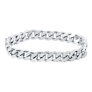 Solid Cuban Curb Chain Ring in Sterling Silver (Sizes 4-10) (3.0 mm - 8.1 mm)