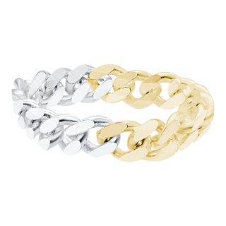 Solid Cuban Curb Chain Ring in Two Tone (Sizes 4-10) (3.0 mm - 8.1 mm)