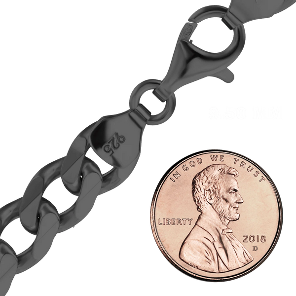 Finished Classic Curb Necklace in Sterling Silver Black Rhodium (1.50 mm - 11.00 mm)