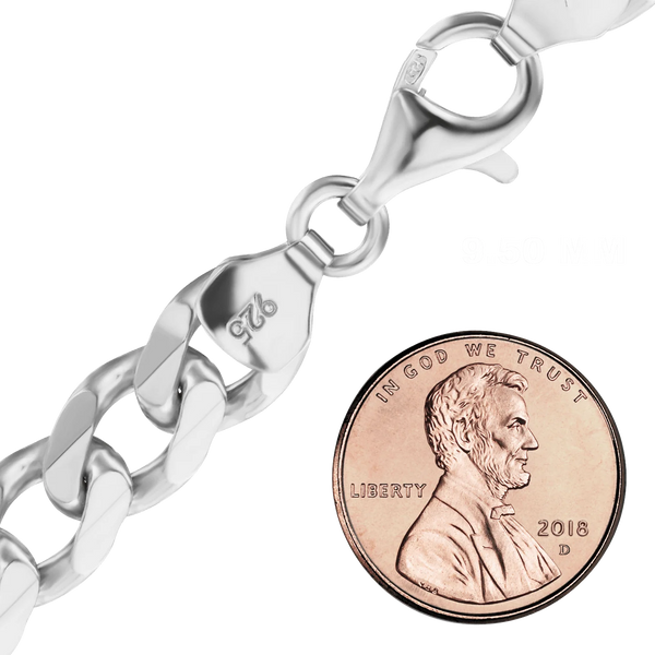 Finished Classic Curb Bracelet in Sterling Silver (3.00 mm - 11.00 mm)