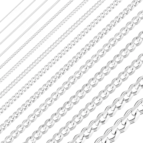 Bulk / Spooled Classic Curb Chain in Sterling Silver (0.90 mm - 11.00 mm)