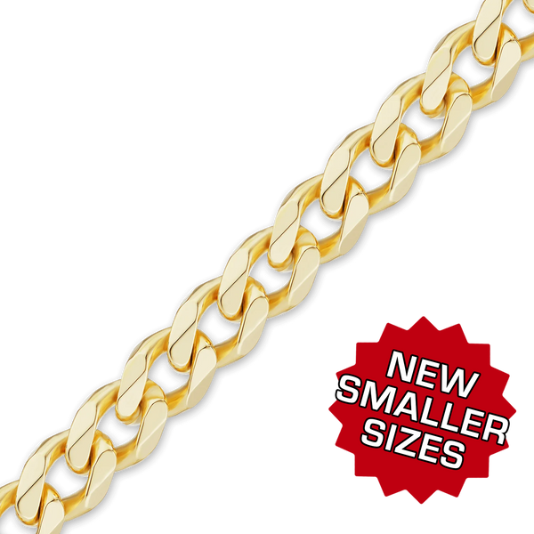 Bulk / Spooled Hollow Curb Chain in 14K Yellow Gold (1.80 mm - 7.30 mm)