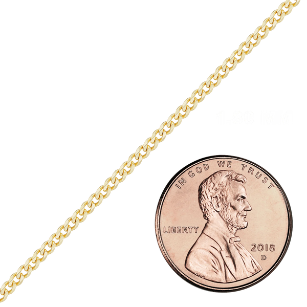 Bulk / Spooled Semi-Solid Curb Chain in 14K Yellow Gold (1.80 mm - 7.30 mm)