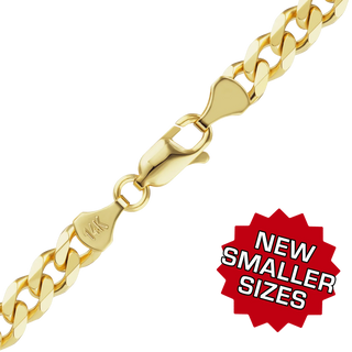 Finished Hollow Curb Necklace in 14K Yellow Gold (1.80 mm - 7.30 mm)