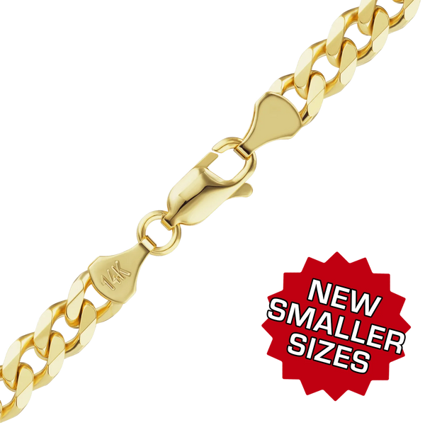 Finished Hollow Curb Bracelet in 14K Yellow Gold (1.80 mm - 7.30 mm)