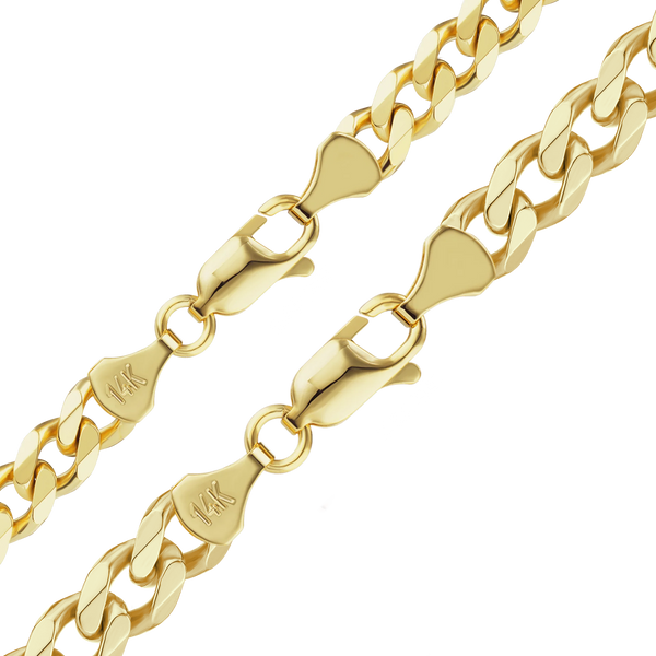 Finished Hollow Curb Bracelet in 14K Yellow Gold (6.00 mm - 7.30 mm)
