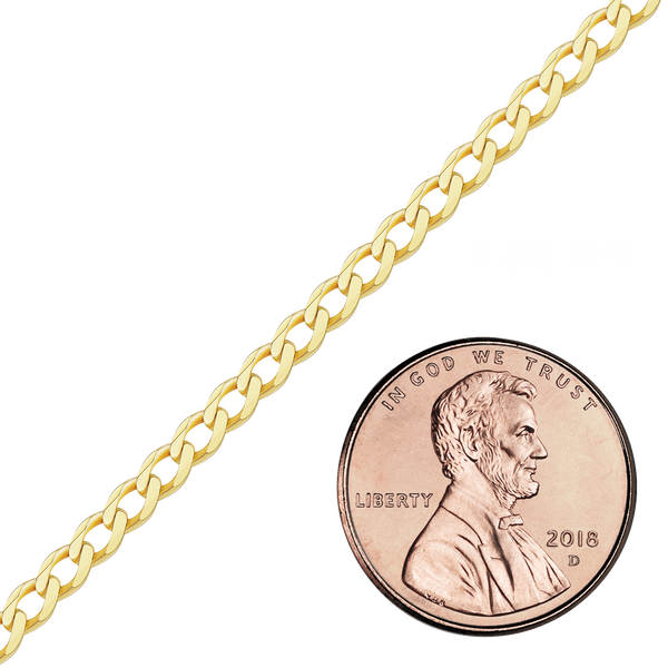 Bulk / Spooled Light Curb Chain in 14K Yellow Gold (Cuban) (2.80 mm - 7.30 mm)