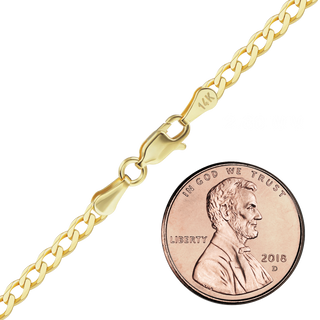 Finished Light Curb Anklet in 14K Yellow Gold (2.80 mm - 7.30 mm)