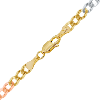 Finished Light Curb Necklace in 14K Tri-Color Gold (2.80 mm)