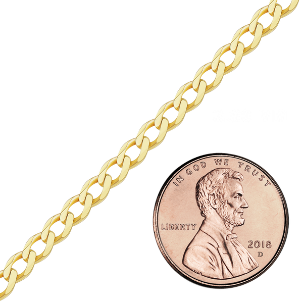 Bulk / Spooled Light Curb Chain in 14K Yellow Gold (Cuban) (2.80 mm - 7.30 mm)