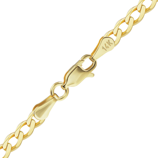 Finished Light Curb Necklace in 14K Yellow Gold (2.80 mm - 7.30 mm)