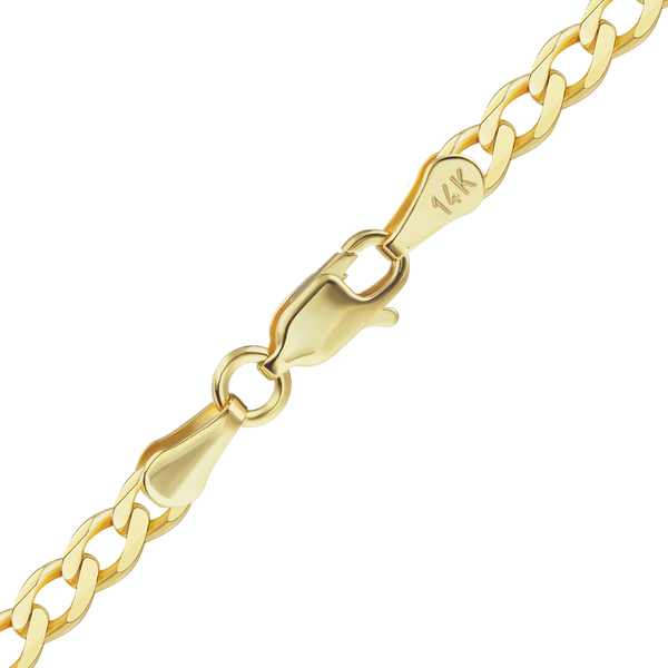 Finished Light Curb Necklace in 14K Yellow Gold (2.80 mm - 7.30 mm)