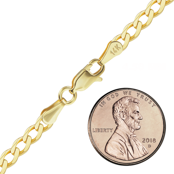 Finished Light Curb Bracelet in 14K Yellow Gold (2.80 mm - 7.30 mm)