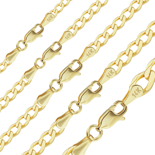 Finished Light Curb Anklet in 14K Yellow Gold (2.80 mm - 7.30 mm)