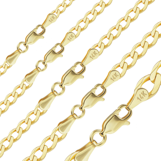 Finished Light Curb Anklet in 14K Yellow Gold (2.80 mm - 7.30 mm)