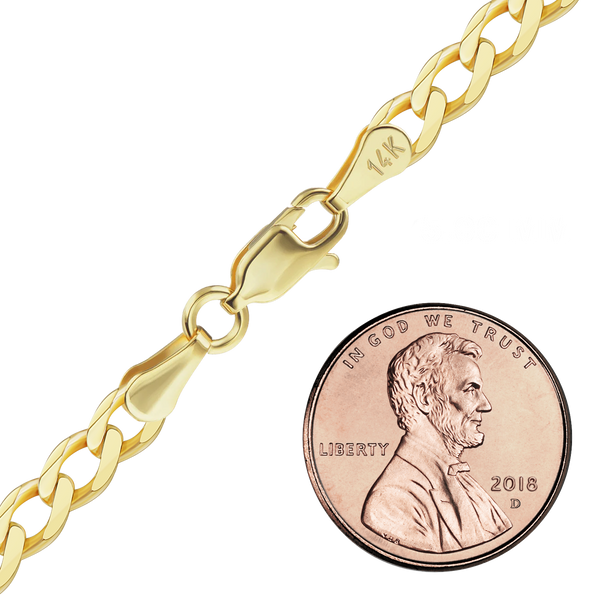 Finished Light Curb Bracelet in 14K Yellow Gold (2.80 mm - 7.30 mm)