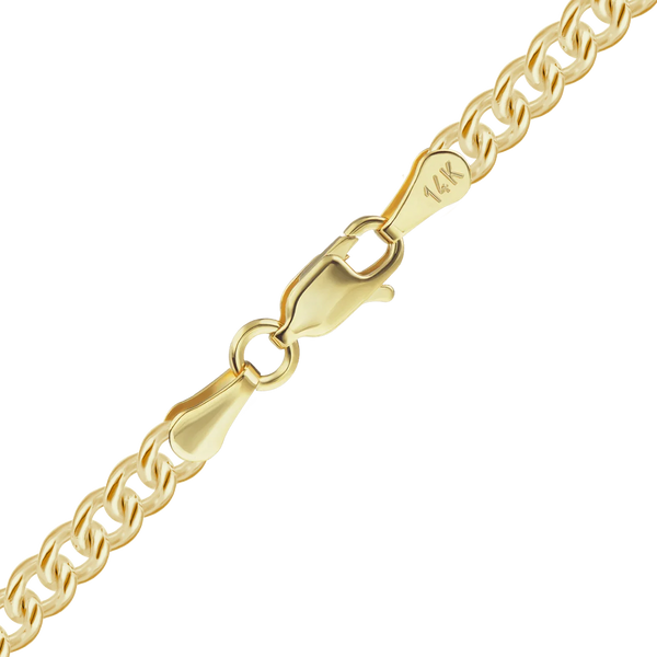 Finished Medium Round Curb Bracelet in 14K Yellow Gold (2.80 mm - 4.10 mm)