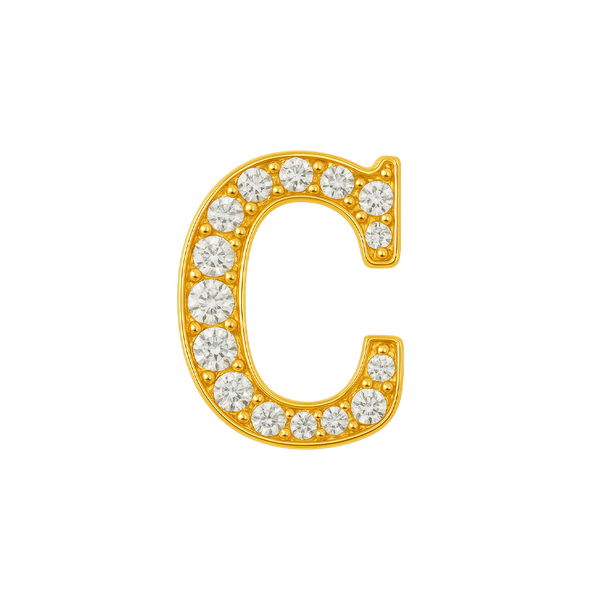 Large Initial Charm with Natural Diamonds Finding in 14K Gold (8 mm)