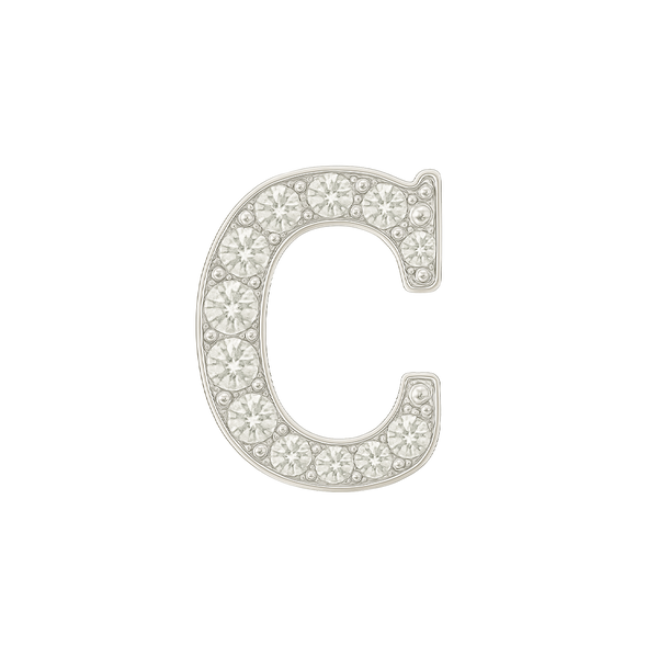 Large Initial Charm with Natural Diamonds Finding in 14K Gold (8 mm)