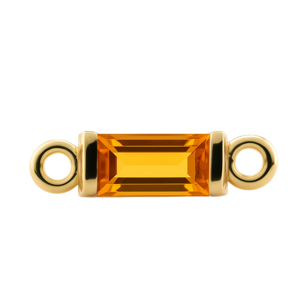 Diamond or Gemstone Baguette Bezel Bracelet/Necklace Charm in 14K Yellow Gold