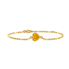 Diamond or Gemstone Heart Bezel Charm in 14K Yellow Diamond Cut Cable Bracelet
