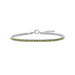 Tennis Bracelet with Citrine Colored CZ in Sterling Silver (2 mm - 4 mm)