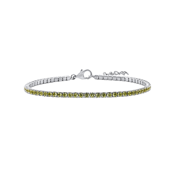 Tennis Bracelet with Citrine Colored CZ in Sterling Silver (2 mm - 4 mm)