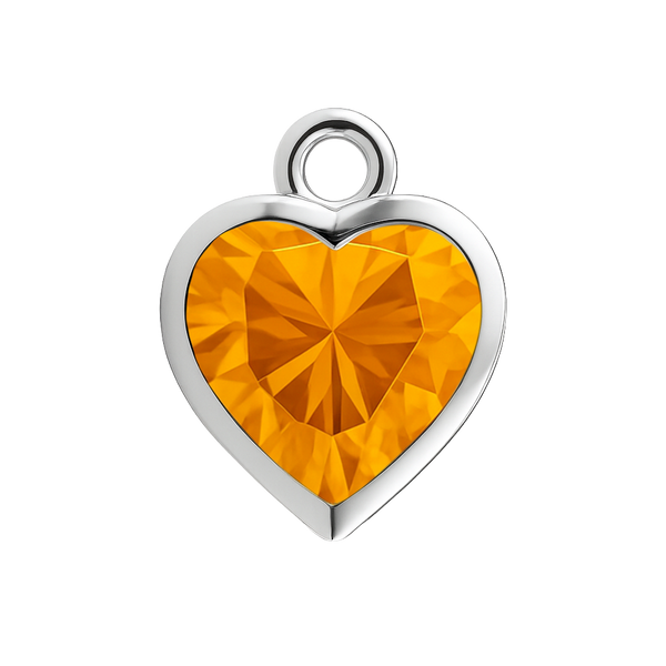 Diamond or Gemstone Heart Bezel Drop Charm in 14K White Gold