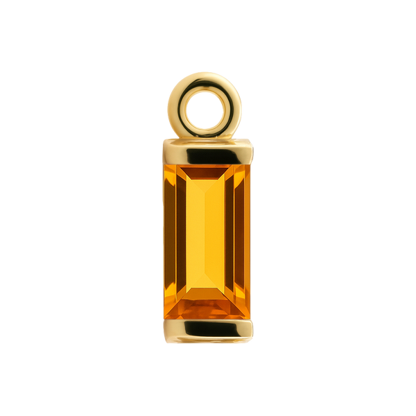 Diamond or Gemstone Baguette Bezel Drop Charm in 14K Yellow Gold