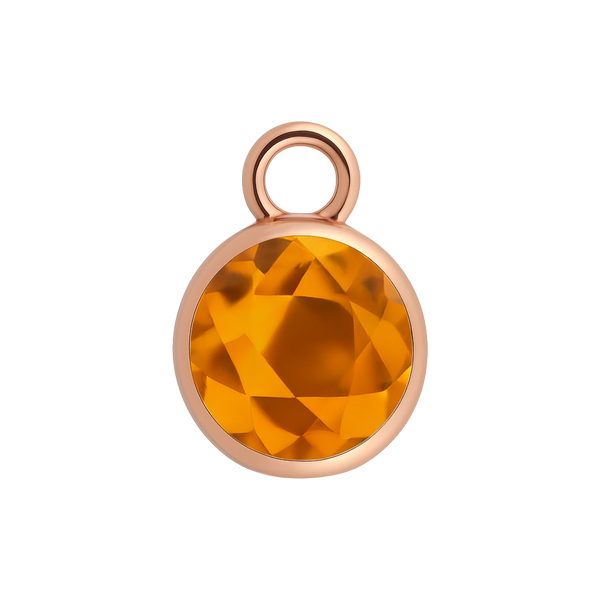 Diamond or Gemstone Bezel Drop Charm in 14K Pink Gold