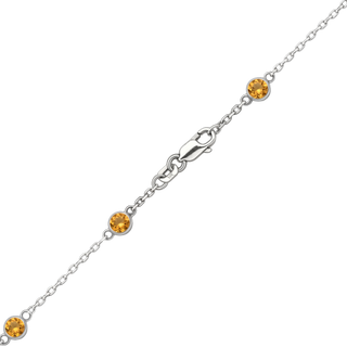 Finished Diamond by the Yard Cable Chain Bracelet in 14K White Gold with Citrine Stones