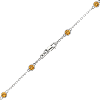 Finished Diamond by the Yard Cable Chain Bracelet in 14K White Gold with Citrine Stones