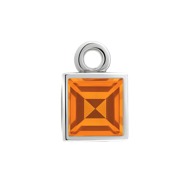 Diamond or Gemstone Square Bezel Drop Charm in 14K White Gold