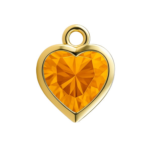 Diamond or Gemstone Heart Bezel Drop Charm in 14K Yellow Gold