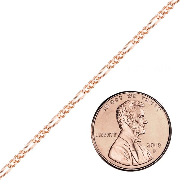 Bulk / Spooled Classic Figaro Chain in 14K Pink Gold (1.50 mm - 1.80 mm)