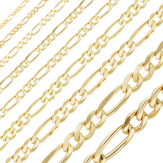 Bulk / Spooled Classic Figaro Chain in 14K & 18K Yellow Gold (1.50 mm - 11.50 mm)