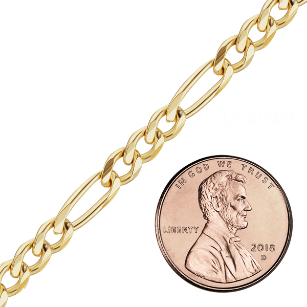 Bulk / Spooled Classic Figaro Chain in 10K Yellow Gold (3.00 mm - 4.75 mm)