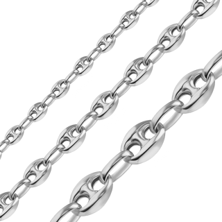 Bulk / Spooled Classic Puffed Mariner Link Semi-Solid Chain in Sterling Silver (4.50 mm - 8.00 mm)