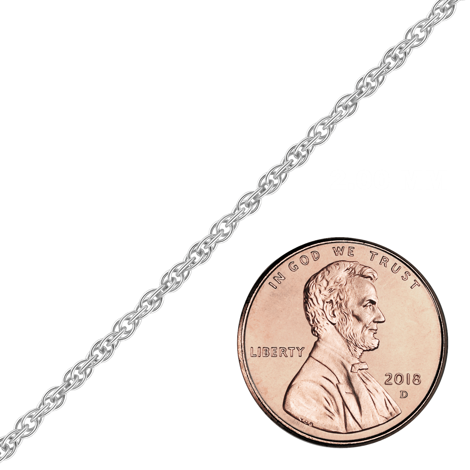 Wholesale Bulk / Spooled Classic Machine Rope Chain in 14K White Gold ...