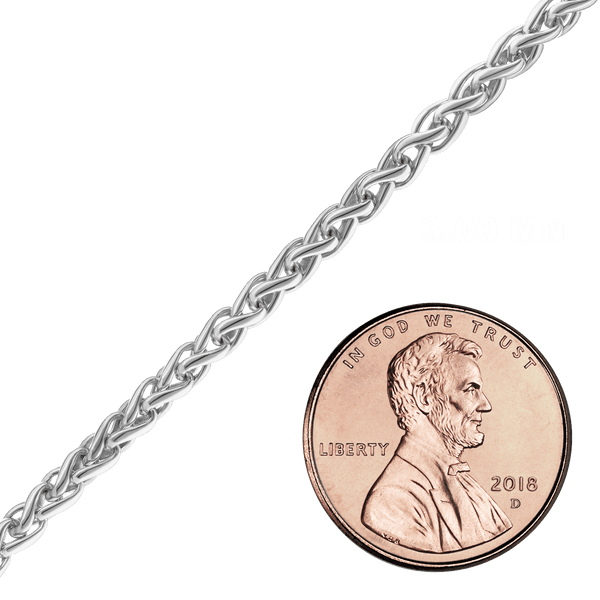 Bulk / Spooled Classic Wheat Chain in Sterling Silver (2.40 mm - 4.00 mm)